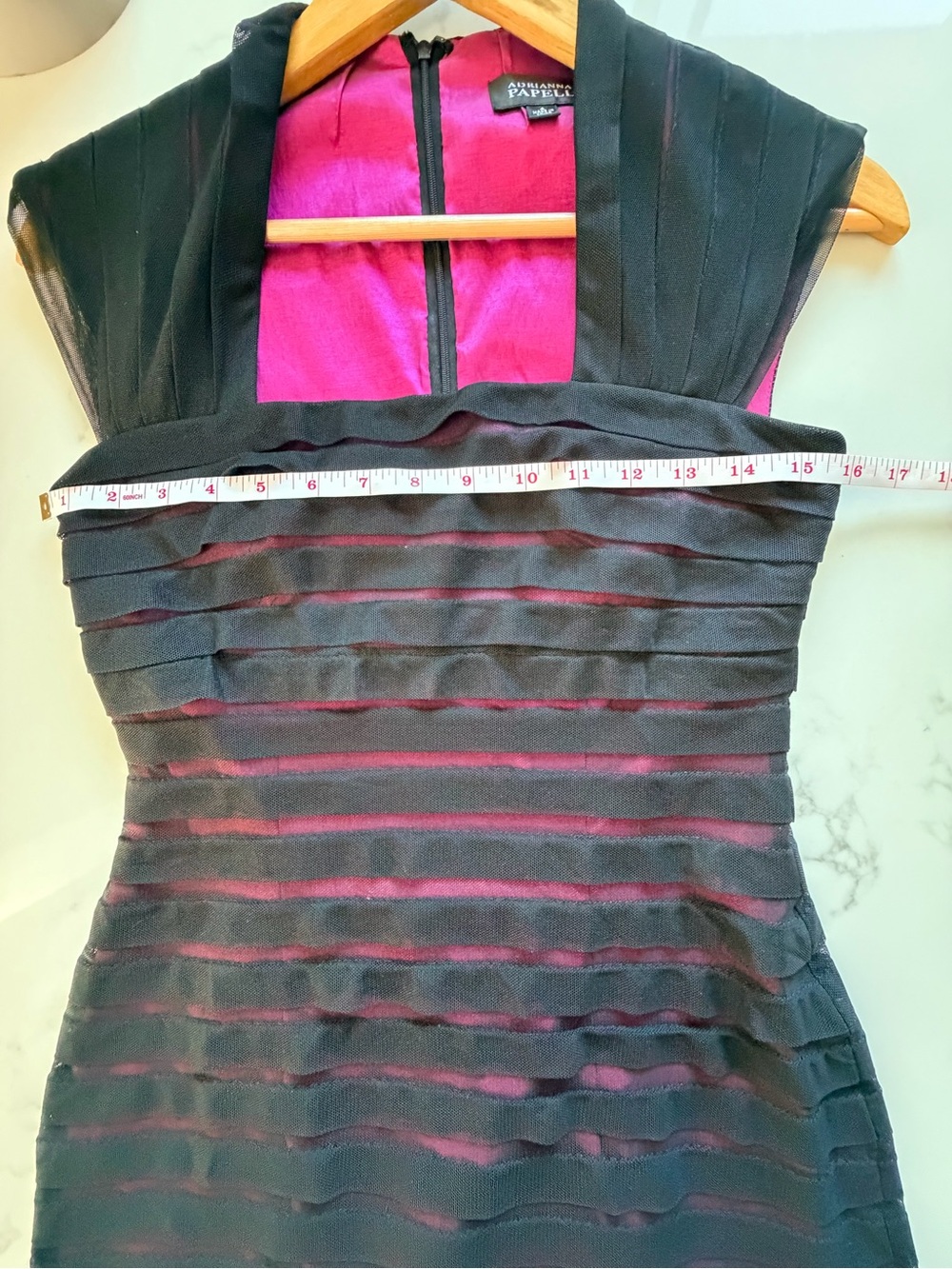 Adrianna Papell Black & Fuchsia Striped Sheath Midi Dress - Picture 9 of 11